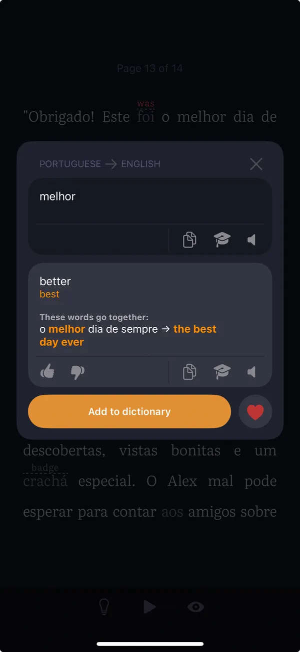 Instant translation feature